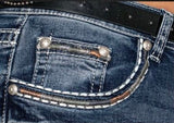 Stephanie Medium Blue Denim Embroidered Bootcut Jeans