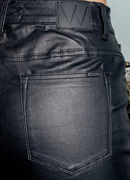 Kamila Black Faux Leather Flare Jeans