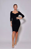 Hazel Black Long Sleeve Midi Dress