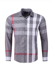 Barabas Gray Berry Print Long Sleeve Shirt
