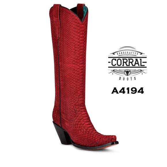 Corral Red Python Tall Top Boots A4194