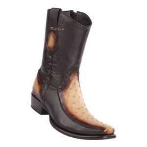Men's Wild West Ostrich With Deer Ankle Boots Dubai Toe