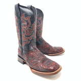 Men's Quincy Hand Tooled Print Boots Wide Square Toe