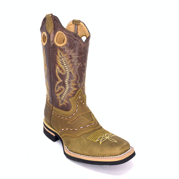 Men's Quincy Crazy With Bull Design Boots Square Toe