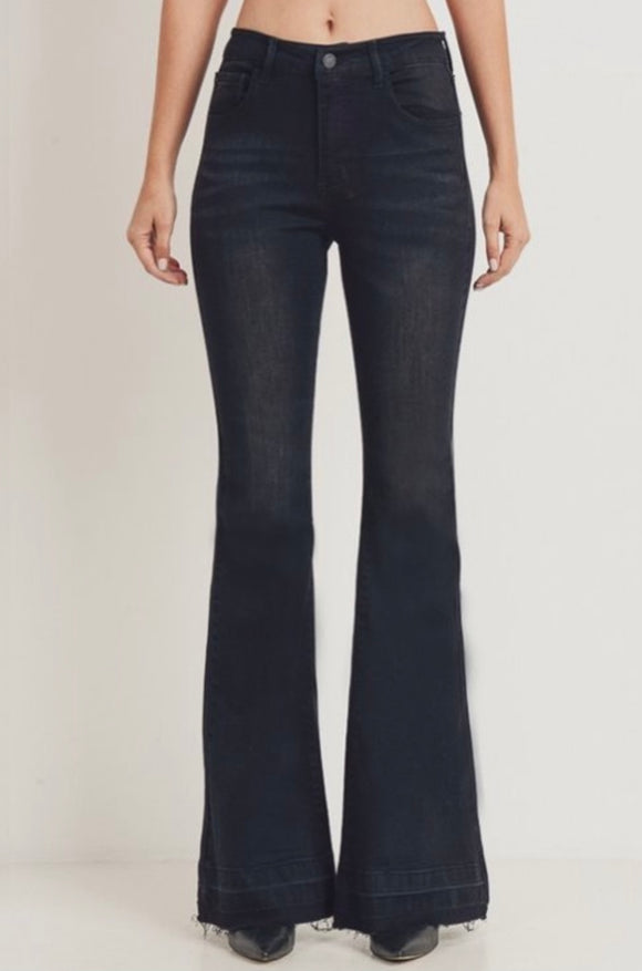 Ivania Black Denim High Rise Flare Jeans