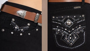 Beatriz Black Denim Western Embroidered Bootcut Jeans