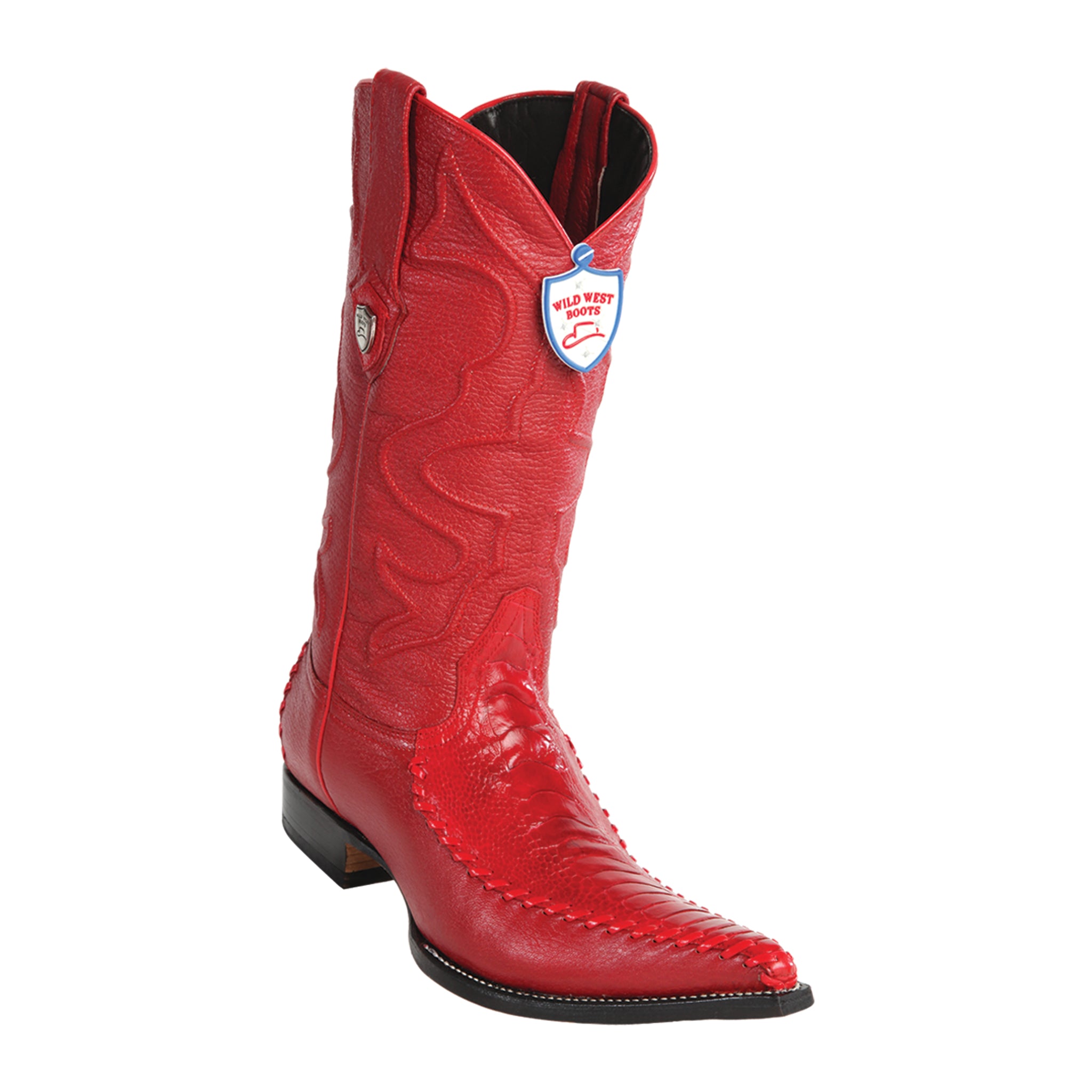 Red ostrich boots sales