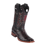 Men's Wild West Ostrich Boots Wide Square Toe