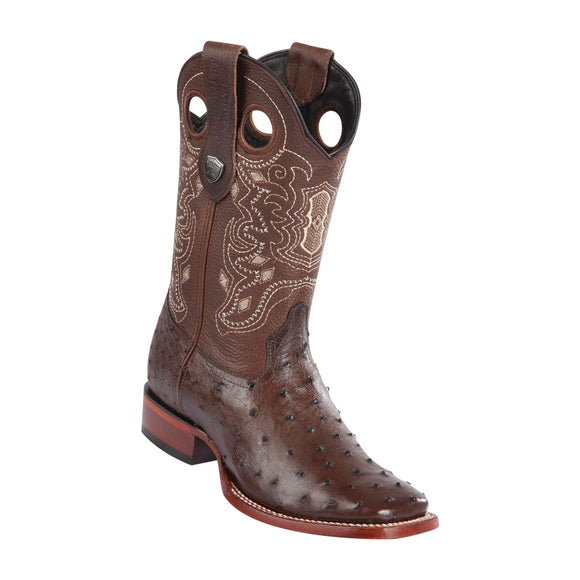 Men's Wild West Ostrich Boots Wide Square Toe