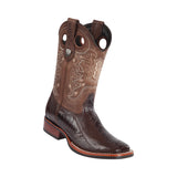 Men's Wild West Ostrich Leg With Rubber Sole Boots Wide Square Toe