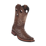 Men's Wild West Ostrich With Rubber Sole Boots Square Toe