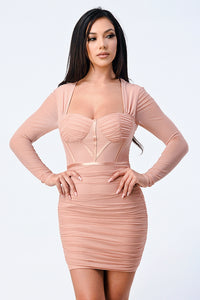 Isabella Rose Luxe Ruched Ribbed Bodycon Dress