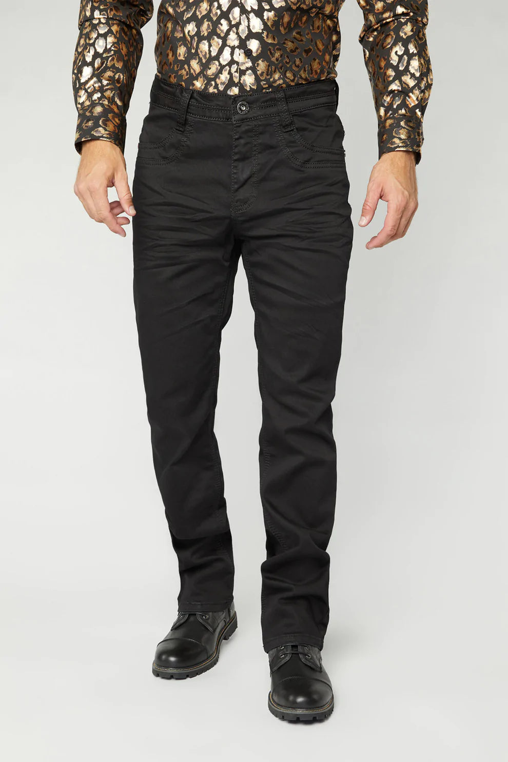Jean Homme Platini - Noir 100% Coton - Taille 40, Longueur 32 - Coupe Droite - Neuf Avec Étiquettes (NWT)