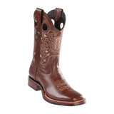 Men's Wild West PullUp With Rubber Sole Boots Wide Square Toe