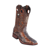 Men's Wild West Python With Rubber Sole Boots Wide Square Toe