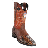 Men's Wild West Python Saddle Rubber Sole Boots Square Toe