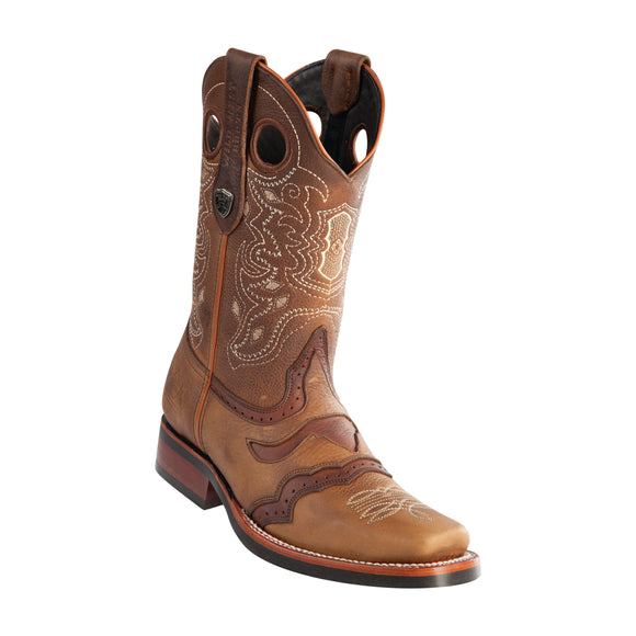 Men's Wild West Rage Saddle With Rubber Sole Boots Square Toe