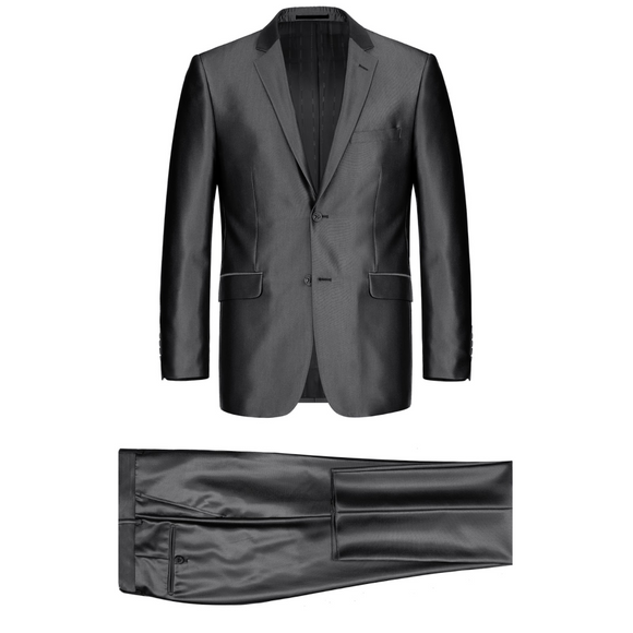 Men's Renoir Two Piece Shiny Black Classic Fit Suit