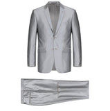 Men's Renoir Two Piece Shiny Silver Slim Fit Suit