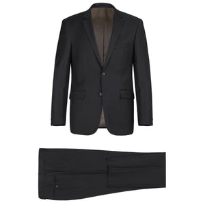 Men's Renoir Two Piece Black Wool Suit Classic Fit