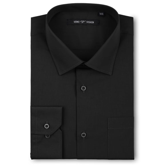 Men's Black Dress Shirt Classic Fit Verno Fashion