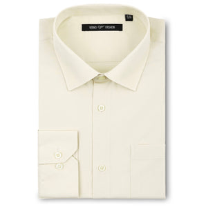 ivory dress white shirt Men's Satin Dress Shirt Convertible Cuff Regular Fit in Ivory With Tie And Pocket Square 18 36/37 / Ivory