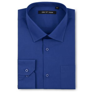 Men's Royal Blue Dress Shirt Classic Fit Verno Fashion