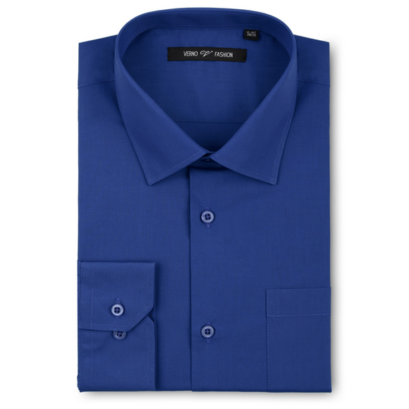 Men's Royal Blue Dress Shirt Slim Fit Verno Fashion