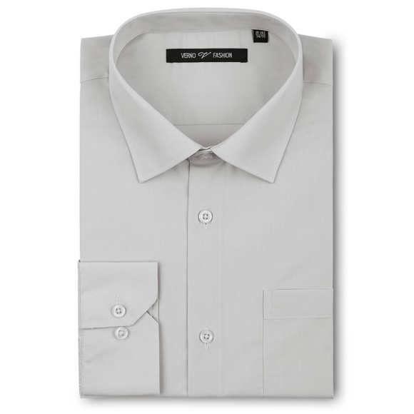 Men's Silver Dress Shirt Classic Fit Verno Fashion Moreno's Wear Men's Silver Dress Shirt Classic Fit Verno Fashion Moreno's Wear