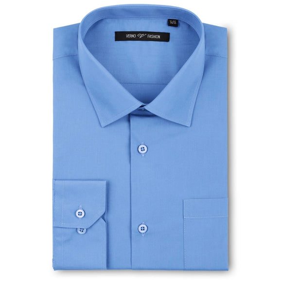 Men's Light Blue Dress Shirt Classic Fit Verno Fashion