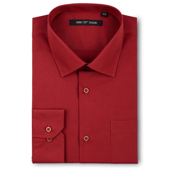 Men's Red Dress Shirt Classic Fit Verno Fashion