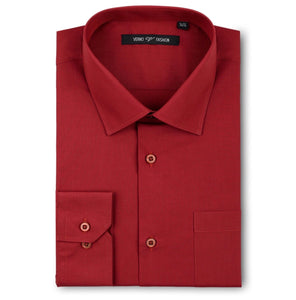 Men's Red Dress Shirt Slim Fit Verno Fashion