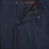 Men's Renoir Two Piece Windowpane Dark Navy Classic Fit Suit