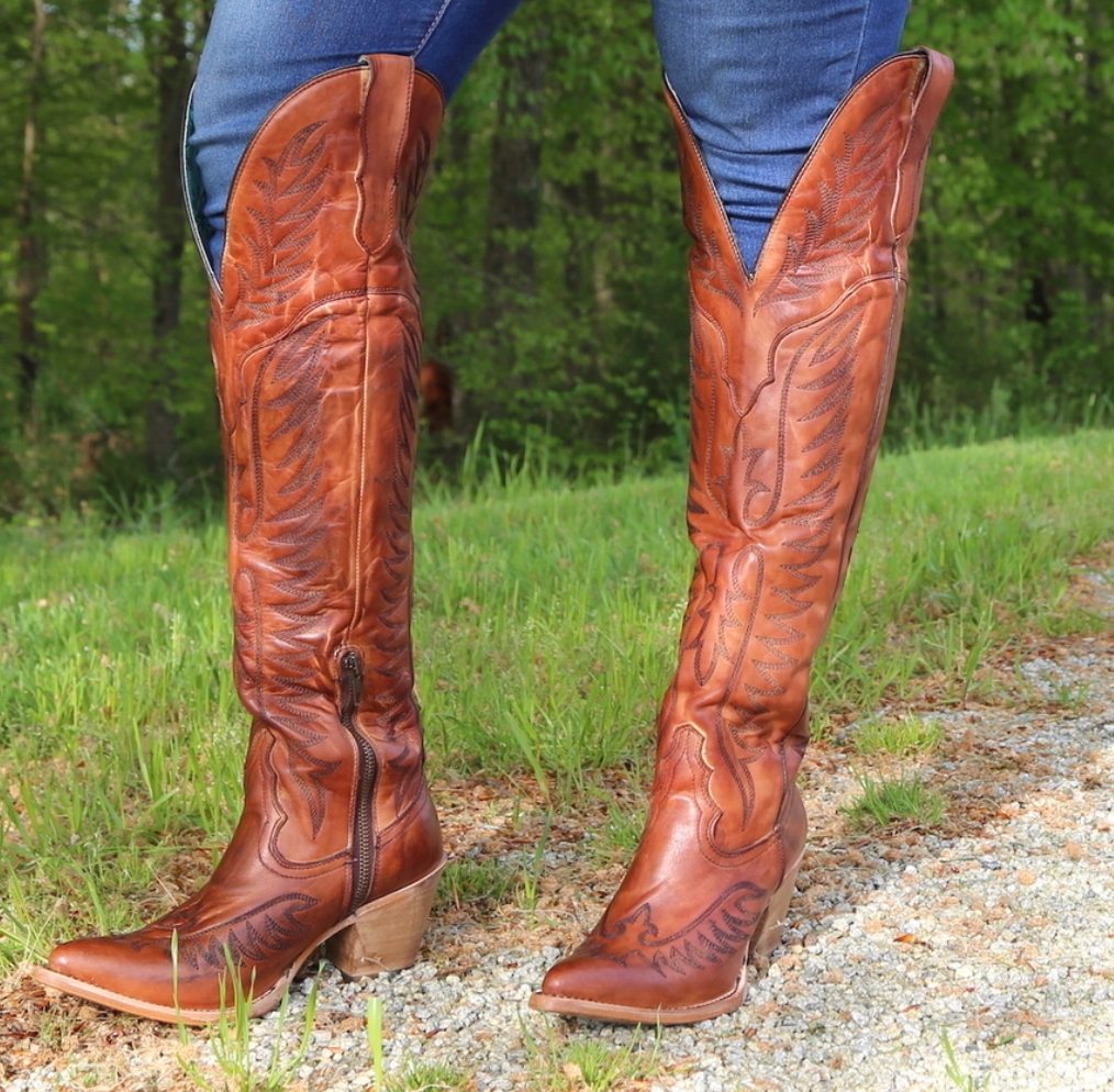 Corral Cognac Embroidery Tall Top Boots E1507 Moreno s Wear