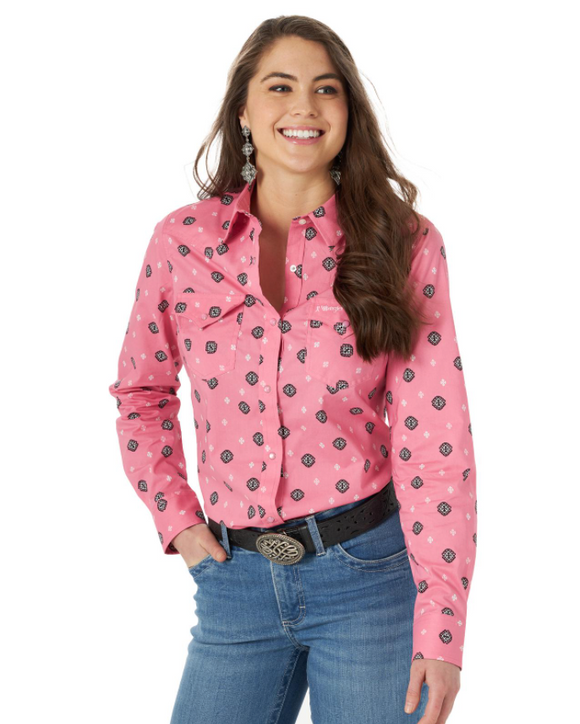 Cinch Women's Long Sleeve Solid Button Down Shirt - Pink