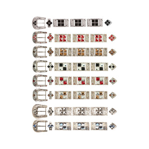 Silver Four Stone Buckle Set