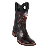 Men's Wild West Teju Lizard With Rubber Sole Boots Wide Square Toe