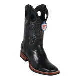 Men's Wild West Teju Lizard With Rubber Sole Boots Wide Square Toe