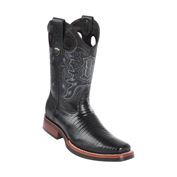 Men's Wild West Teju Lizard With Rubber Sole Boots Square Toe