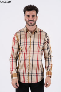 Men's Platini Beige Berry Print Shirt