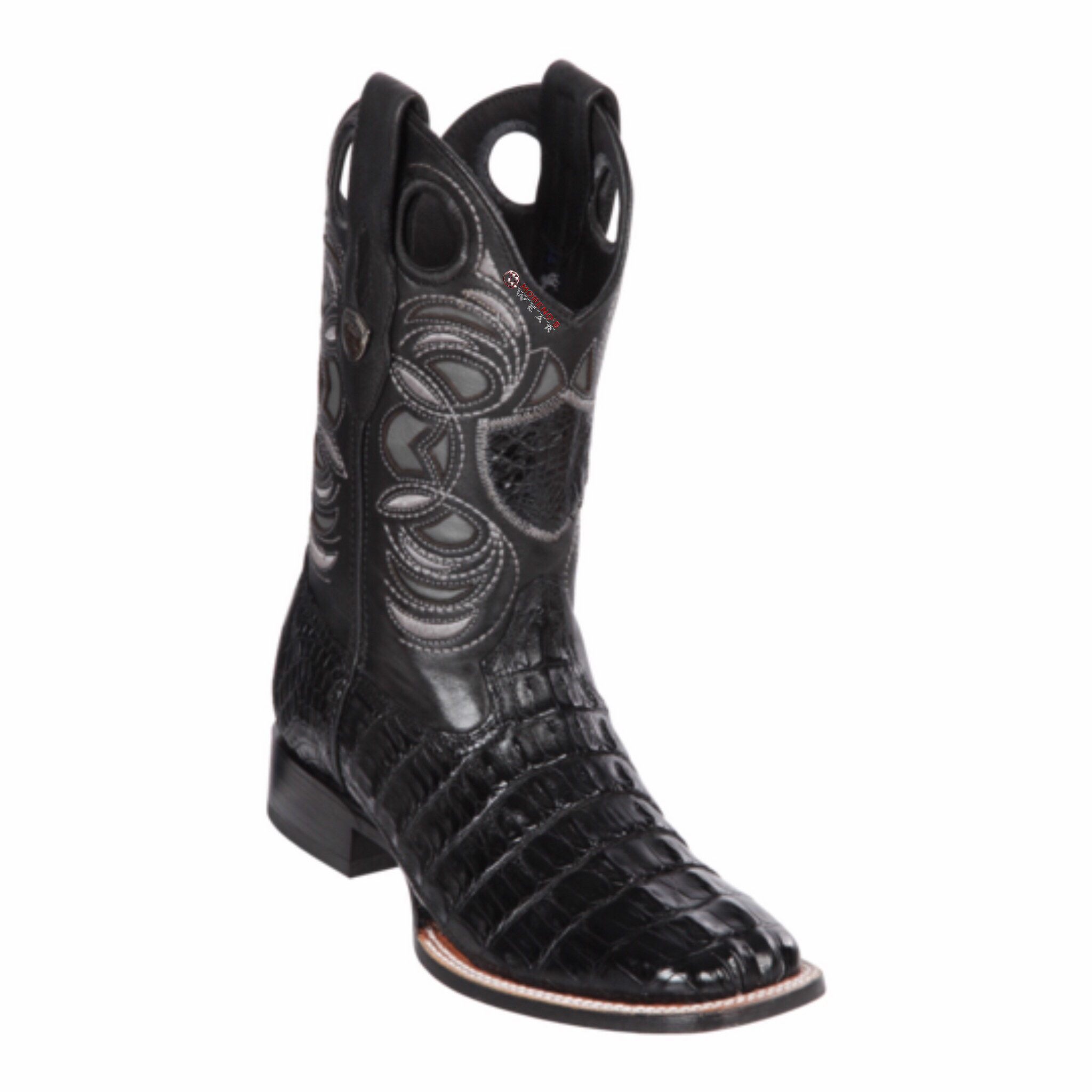 10.5 W Cavender\'s Men\'s Black Caiman Tail Wide Square Toe Exotic Cowboy Boots TANNER MARK BLACK CAIMAN TAIL PRINT SQUARE TOE BOOTS – Patton main image 4