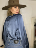 Analucia Dusty Blue Satin Top