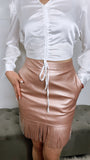 Marla Pink Fox Leather Skirt
