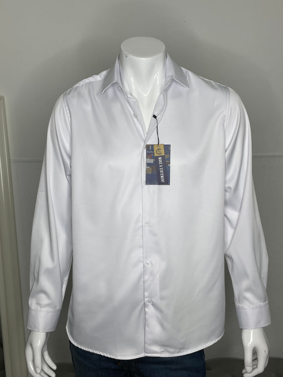 Plain White Silk Shirt