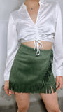Reyna Emerald Suade Fringe Skirt