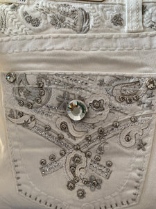 Valeria White Denim Embroidered Bootcut Jeans