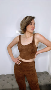 Mariana 2 Piece Brown Suade Set