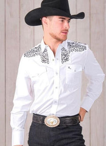 Julian White Embroidered Western Shirt