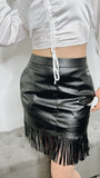 Marla Black Fox Leather Skirt