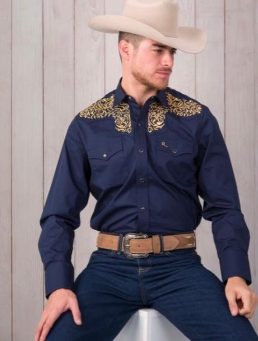 Julian Navy Embroidered Western Shirt Moreno's Wear Julian Navy Embroidered Western Shirt Moreno's Wear